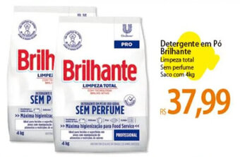 Atacadão Detergente em Pó Brilhante Limpeza total Sem perfume Saco com 4kg oferta