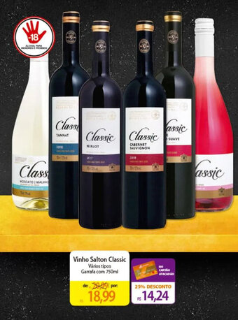 Atacadão Vinho Salton Classic Vários tipos Garrafa com 750ml oferta