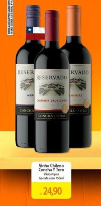 Atacadão Vinho Chileno Concha y Toro Vários tipos Garrafa com 750ml oferta