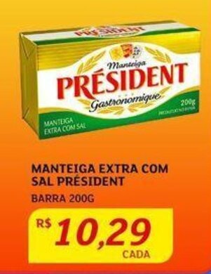Assaí Atacadista MANTEIGA EXTRA COM SAL PRESIDENT BARRA 200G oferta