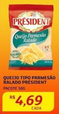 Assaí Atacadista QUEIJO TIPO PARMESÃO RALADO PRÉSIDENT PACOTE 50G oferta