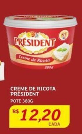 Assaí Atacadista CREME DE RICOTA PRESIDENT POTE 380G oferta