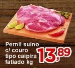 Pernil suino c/ couro tipo caipira fatiado 1kg