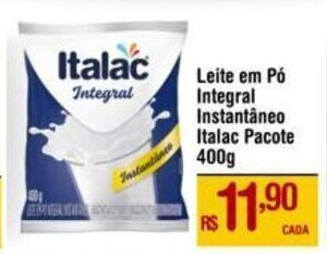 Max Atacadista Leite em Pó Integral Instantâneo Italac Pacote 400g oferta