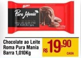 Max Atacadista Chocolate ao Leite Roma Pura Mania Barra 1,010Kg oferta