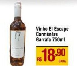 Max Atacadista Vinho El Escape Carménère Garrafa 750ml oferta