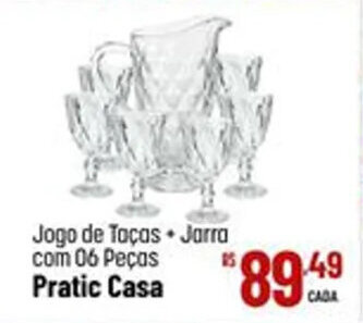Muffato Jogo de Taças Jarra com 06 Peças Pratic Casa oferta