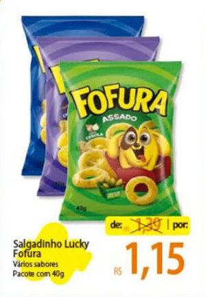 Salgadinho Lucky Fofura Vários sabores Pacote com 40g