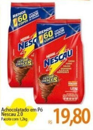 Atacadão Achocolatado em Pó Nescau 2.0 Pacote com 1,2kg oferta