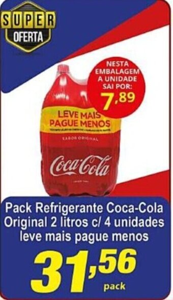Vencedor Atacadista Pack Refrigerante Coca-Cola Original 2 litros c/ 4 unidades oferta