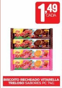 Fort Atacadista BISCOITO RECHEADO VITARELLA TRELOSO SABORES PC 74G oferta