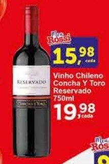 Rossi Supermercado Vinho Chileno Concha y Toro Reservado 750ml oferta
