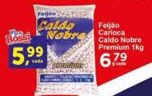 Rossi Supermercado Feijão Carioca Caldo Nobre Premium 1kg oferta