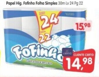 Cercadão Papel hig. Fofinho Folha Simples oferta