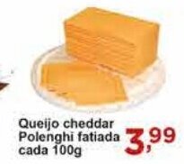 Rossi Supermercado Queijo cheddar Polenghi fatiada cada 100g oferta