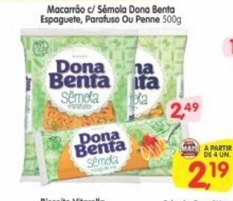 Cercadão Macarrao c/ Semola Dona Benta Espaguete, Parafuso ou Penne 500g oferta