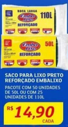 Assaí Atacadista SACO PARA LIXO PRETO REFORÇADO EMBALIXO oferta