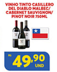 Atacadão Centro Sul Vinho Tinto Casillero Del Diablo Malbec/ Cabernet Sauvignon/ Pinot Noir 750ml oferta
