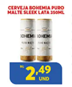 Atacadão Centro Sul Cerveja Bohemia puro Malte Sleek Lata 350ml oferta