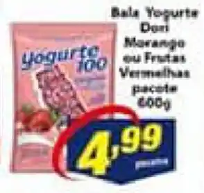 Bala Yogurte Dori Morango ou Frutas Vermelhas pacote 400g
