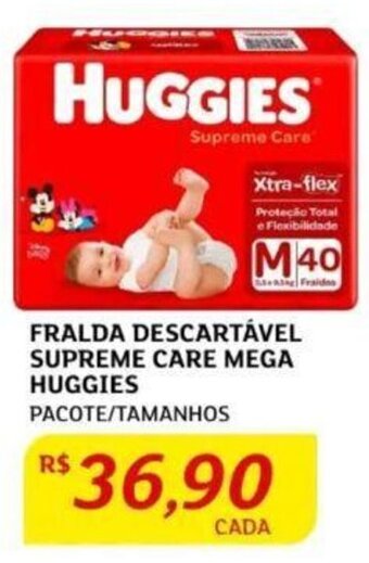 Assaí Atacadista FRALDA DESCARTÁVEL SUPREME CARE MEGA HUGGIES PACOTE/TAMANHOS oferta