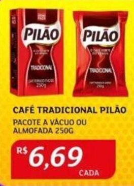 CAFÉ TRADICIONAL PILÃO PACOTE A VÁCUO OU ALMOFADA 250G