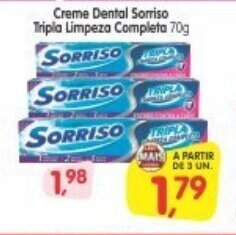 Cercadão Creme dental Sorriso Tripla Limpeza Completa 70g oferta