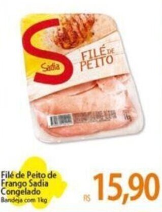 Atacadão Filé de Peito de Frango Sadia Congelado Bandeja com 1kg oferta
