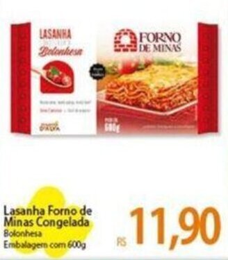 Atacadão Lasanha Forno de Minas Congelada Bolonhesa Embalagem com 600g oferta