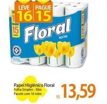Atacadão Papel Higiênico Floral Folha Simples-30m Pacote com 16 rolos oferta