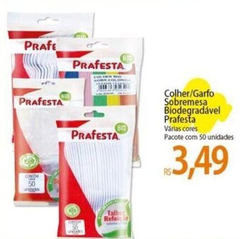 Colher/Garfo Sobremesa Biodegradável Prafesta Pacote com 50 unidades