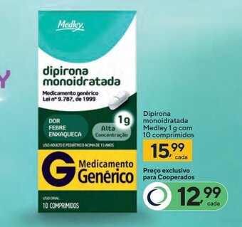 Coop Dipirona monoidratada Medley 1 g com 10 comprimidos oferta