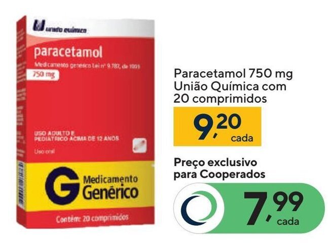  União Química のパラセタモール錠のリーフレット