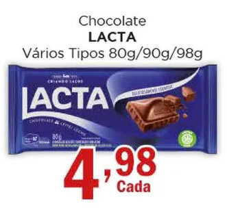 Supermercados Mundial Chocolate LACTA Vários Tipos 80g/90g/98g oferta