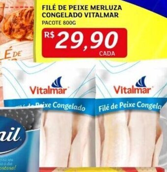 Assaí Atacadista FILÉ DE PEIXE MERLUZA CONGELADO VITALMAR PACOTE 800G oferta