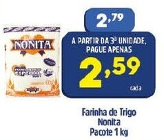 Arena Atacado Farinha de Trigo Nonita pacote 1kg oferta