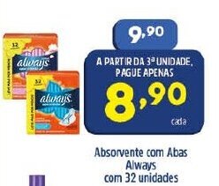 Arena Atacado Absorvente com Abas Always com 32 unidades oferta