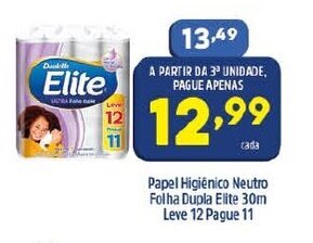 Arena Atacado Papel Higiénico Neutro Folha Dupla Elite 30m Leve 12 Pague 11 oferta