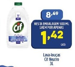 Arena Atacado Lava-Loucas Cif Neutro 500ml oferta