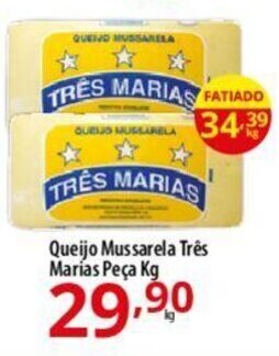Akki Atacadista Queijo Mussarela Três Marías Peça Kg oferta