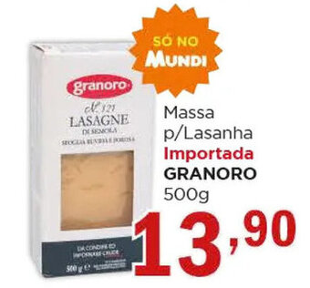 Supermercados Mundial Massa p/Lasanha Importada GRANORO 500g oferta