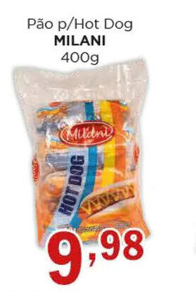 Pão p/Hot Dog MILANI 400g