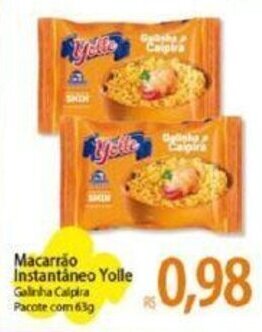 Atacadão Macarrão Instantáneo Yolle Galinha Caipira Pacote com 63g oferta