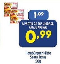 Arena Atacado Hamburguer Misto Seara Texas 56g oferta