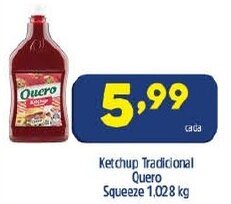 Arena Atacado Ketchup Tradicional Quero Squeeze 1.028kg oferta