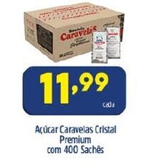 Acucar Caravelas Cristal Premium com 400 Saches