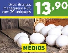 Arena Atacado Ovos Brancos Mantiqueira PVC com 30 unidades oferta
