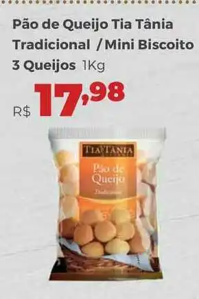 Villarreal Supermercados Pão De Queijo Tia Tânia Tradicional Mini Biscoito 3 Queijos 1kg oferta