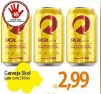 Cerveja Skol Lata com 350ml