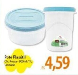 Atacadão Pote Plasútil Clic Rosca-900ml/1L Unidade oferta
